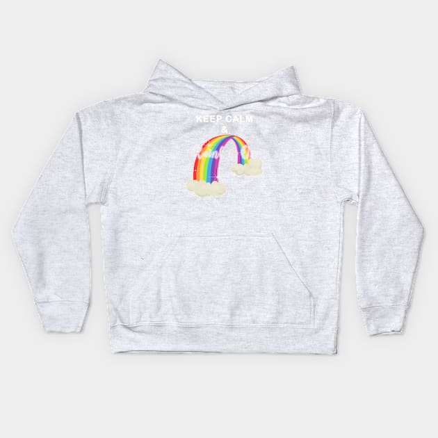 Keep Calm and Rainbow On!-Cut Out Glow Kids Hoodie by mynaito